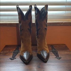 Zara Brown and Black Western Boots - Size 8